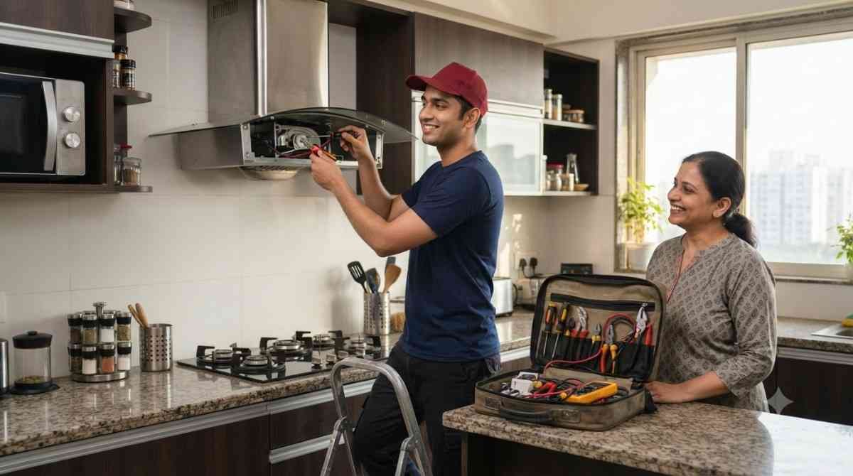 Independent Kutchina Appliance Repair Service Thane expert technician performing chimney repair
