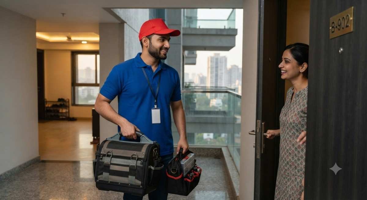Doorstep Kutchina hob repair in Mumbai, technician working at customer's home