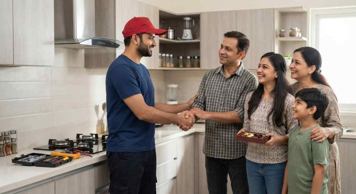 Happy customers after Kutchina chimney repair service in Mumbai