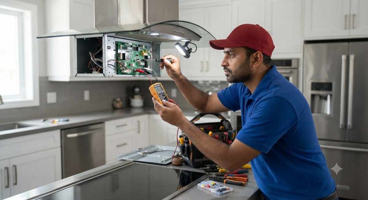 Kutchina appliance inspection technician diagnosing a fault in Pune