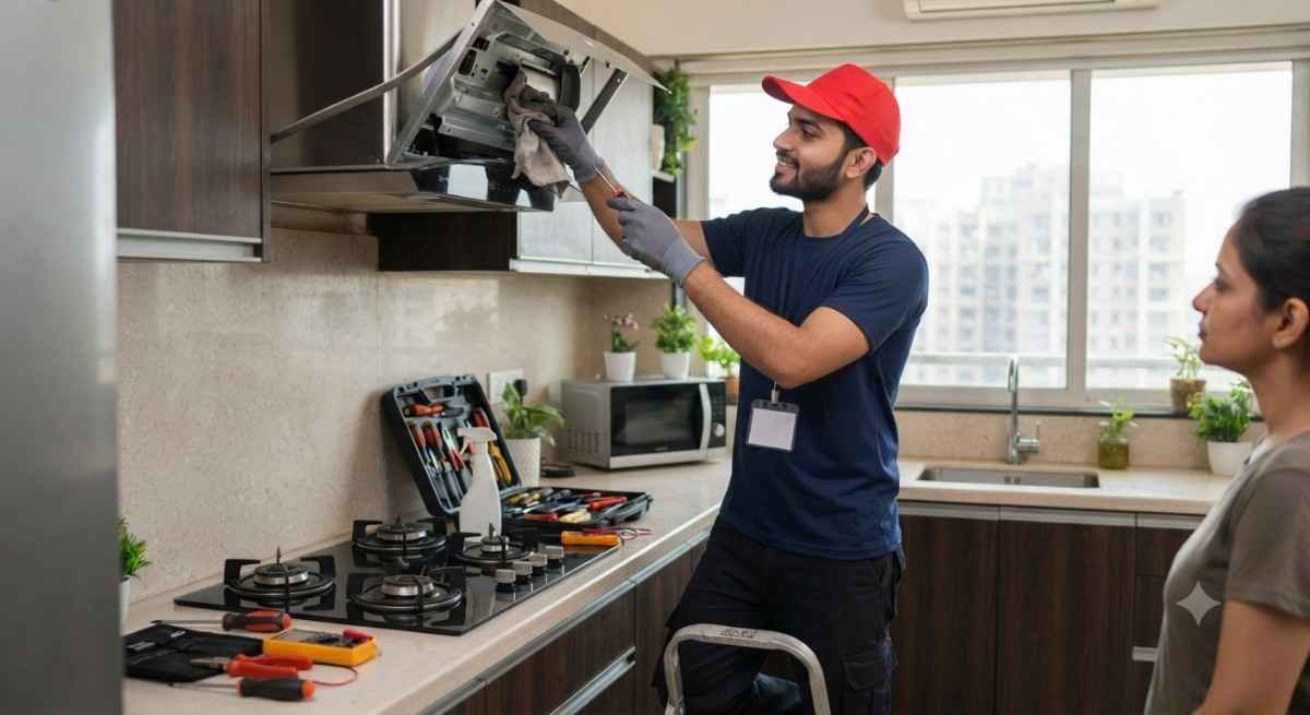 Kutchina chimney repair technician servicing a chimney in Kharghar