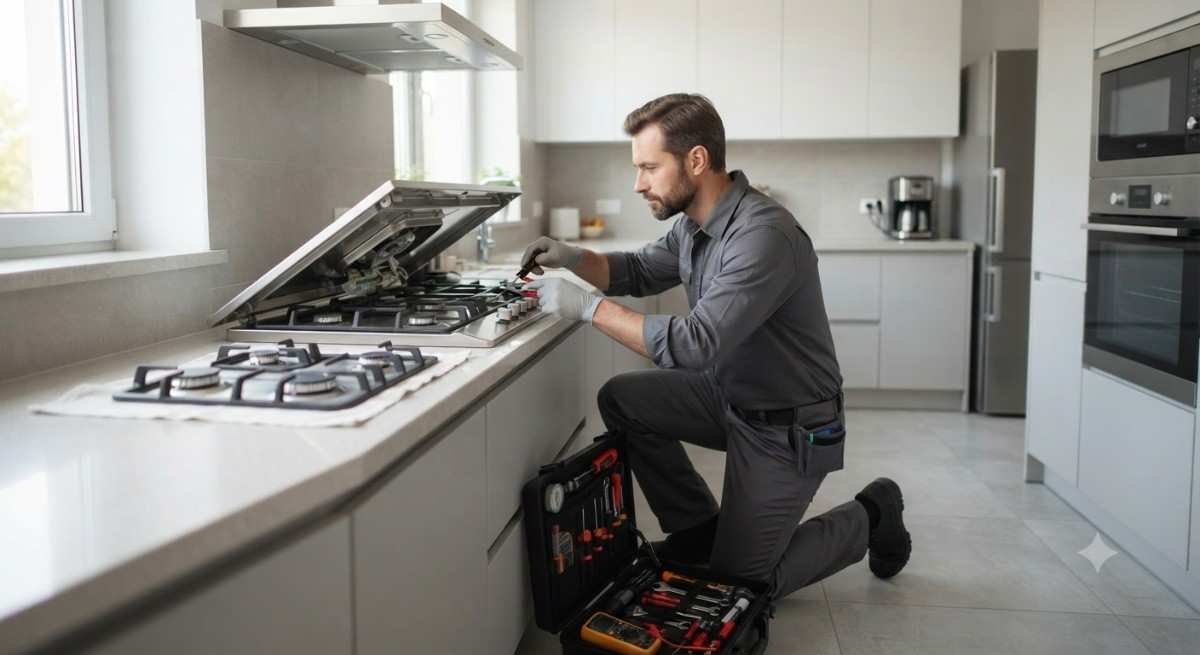 Kutchina gas stove service centre technician servicing a gas stove in Pune