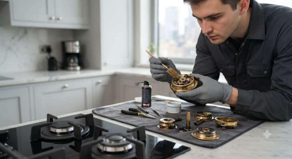 Kutchina hob burner cleaning service in Mumbai removing blockages
