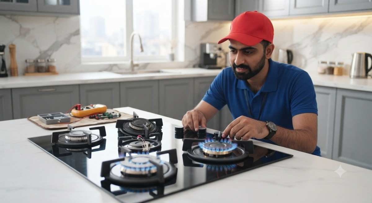 Kutchina hob flame repair in Mumbai fixing uneven or weak flame